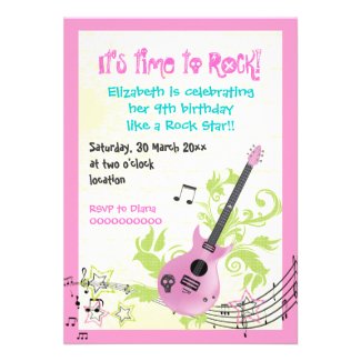 Rock star girly electric guitar birthday announcement