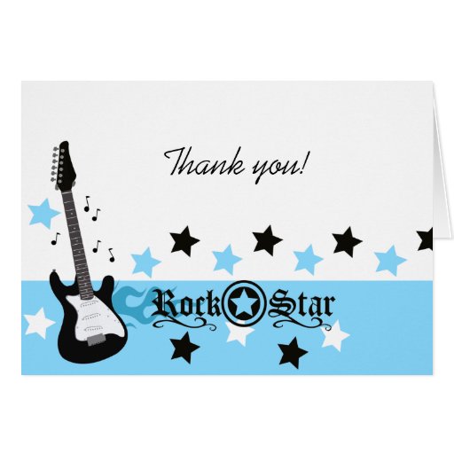 Rock Star Guitar *Blue* Thank you Note Card size | Zazzle