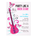 Rock Star, Guitar Hero, Birthday Party Invitations