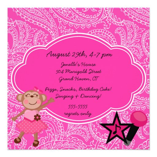 Rock Star Monkeys Birthday Invite