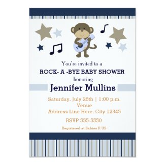 Rock Star Party Baby Shower Monkey Invitation