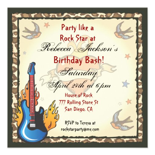 Rock Star Tattoo Invitation