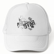 Rock Star White Mesh Truckers Cap Paint Splatter hats