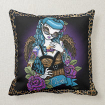 Rockabilly Baby Tattoo Angel Throw Pillow american mojo pillows