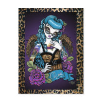 rockabilly, tattoo, roses, classy, vintage, 50's, fifties, liberty, diamond, cat, leopard, fantasy, angel, fairy, faery, faerie, mykajelina, billy, Postcard with custom graphic design
