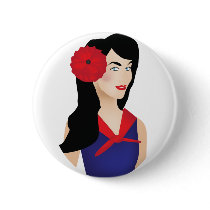 rockabilly girl buttons