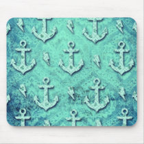 Rockabilly nautical anchor pattern in blue. mousepads
