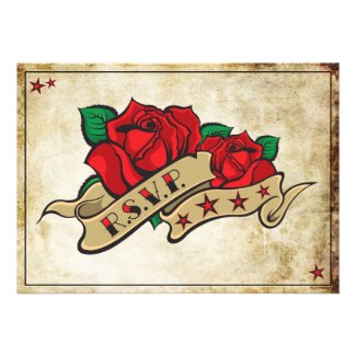 Rockabilly Tattoo Rose Rocker RSVP Cards