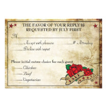 Rockabilly Tattoo Rose Rocker RSVP Cards invitations