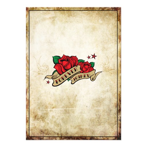Rockabilly Tattoo Rose Rocker Wedding Invitations