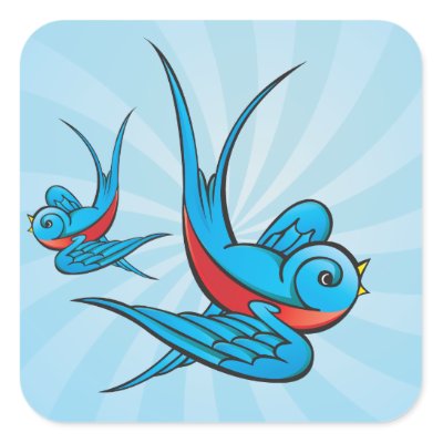 Rockabilly Tattoo Swallow Bird Stickers by oddlotpaperie