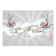 Rockabilly Tattoo Swallows RSVP Reception card