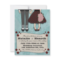 Rockabilly Wedding, 4.25x5.5 wedding Custom Invites