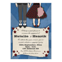 Rockabilly Wedding, 4.5x6.25 engagement Invites