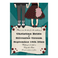 Rockabilly Wedding, 4.5x6.25 save the date Personalized Invites