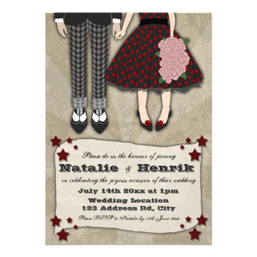 Rockabilly Wedding, 5x7 wedding Personalized Announcements