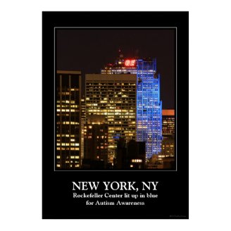 Rockefeller Center lit up blue for Autism 2012 Posters