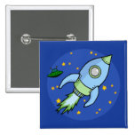 Rocket blue green Button