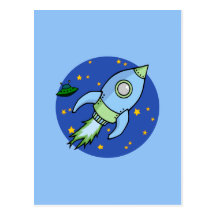 Rocket blue green Postcard