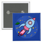 Rocket blue pink Button