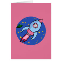 Rocket blue pink Card cards