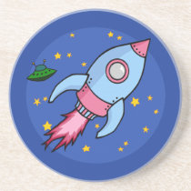 Rocket blue pink Coaster coasters