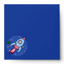 Rocket blue pink Invitation Envelope envelopes
