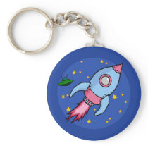 Rocket blue pink Keychain keychains