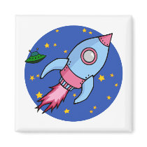 Rocket blue pink Magnet magnets