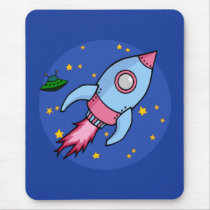 Rocket blue pink Mousepad mousepads
