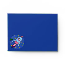 Rocket blue pink Note Card Envelope envelopes