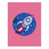 Rocket blue pink Postcard postcards