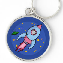 Rocket blue pink Premium Keychain keychains