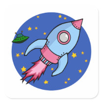 Rocket blue pink Square Sticker stickers
