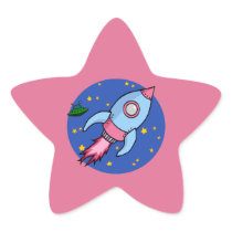 Rocket blue pink Star Sticker stickers