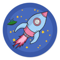 Rocket blue pink Sticker stickers
