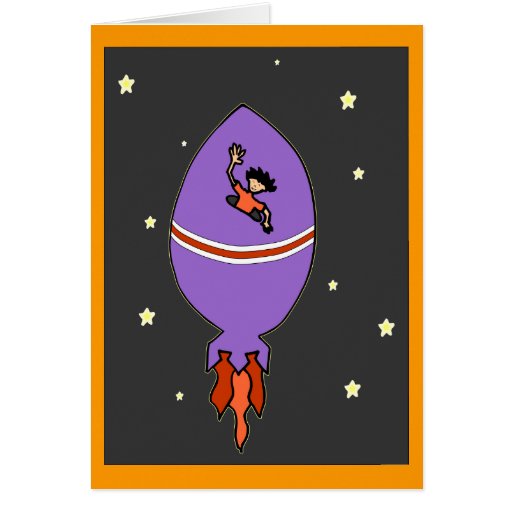 Rocket Boy Party Invitation Cards
