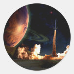Rocket Launch Round Stickers