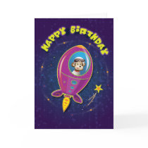 Rocket Monkey Birthday Card