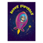 Rocket Monkey Birthday Card cards