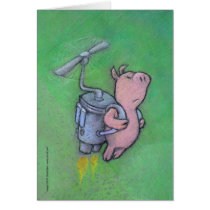 rocket pig greeting card cards