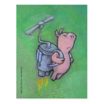 rocket pig postcard postcards