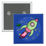 Rocket pink green Button