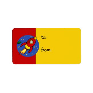 Rocket red yellow Gift Tag label