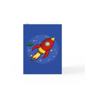 Rocket red yellow Note Card card