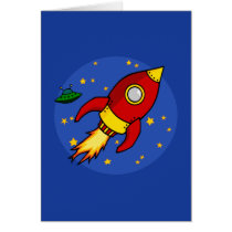 Rocket red yellow Note Card cards