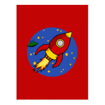 Rocket red yellow Postcard