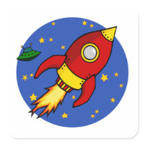 Rocket red yellow Square Sticker stickers
