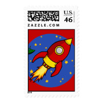Rocket red yellow Stamp stamps
