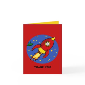 Rocket red yellow Thank You Note Card card